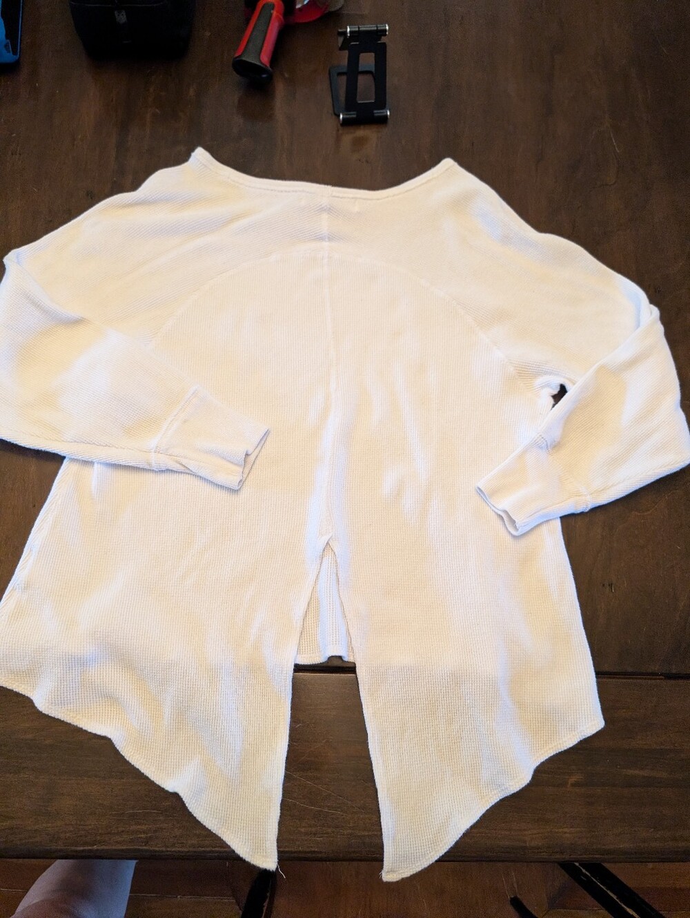 We The Free White Waffle Knit Split Back Shirt- XS